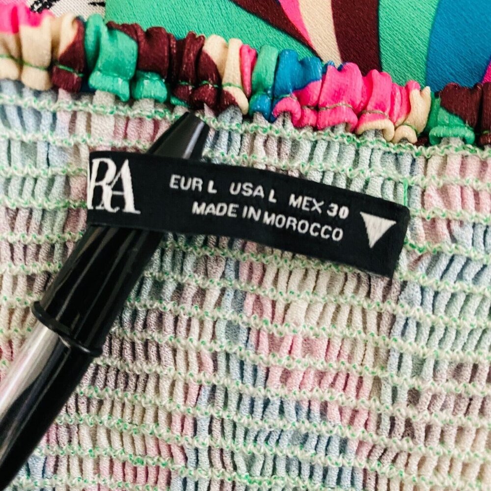 Zara Colorful Mod Bohemian Wavy Print Summer Wome… - image 7